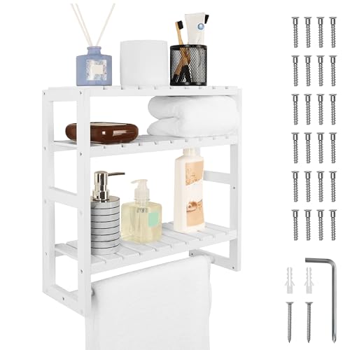 BELLE VOUS Estanteria Baño - 3 Niveles Estantes Flotantes Blanco - 42 cm de Largo - Set Estanterias de Pared Decorativa -...