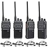 Retevis RB617 Walkie Talkie, PMR446 Robusta Walkie Talkie Ricaricabile agli Ioni di Litio da 4400 mAh, Walkie Talkie Professionali con Auricolare per Fabbrica, Scuola (2 Paia, Nero e Grigio)