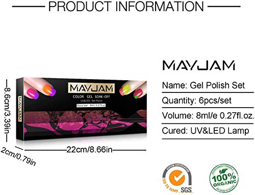MAYJAM Gel Nagellack Set 6 Farben Semi-Permanent Nail Polish Set Beliebtes Gel Polish Set UV LED Soak Off Gel Polish Gel… – Bild 3