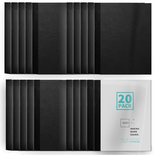 Binditek 20 Pack Thermal Binding Presentation Covers, 1/8 Inch Spine Holds 30 Sheets, Ultra Clear Front Cover, Black Paper Back Cover, Letter Size, for Students and Coworkers - Thumbnail 2