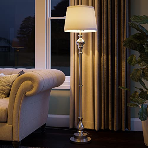 Kenroy Home 32307Bs Chatham Floor Lamp With Brushed Steel Finish, Classic Style, 59" Height, 15" Width, 15" Depth #TOP6