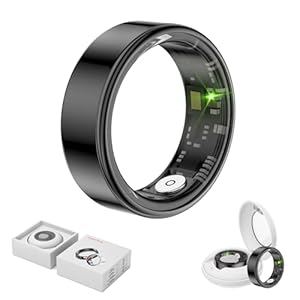Smart Ring Health Tracker,Anillo Inteligente para Hombre,Health Rings for Women & Men,Long Lasting Batteries Sleep Ring (Black, 7#)