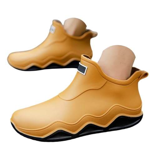 Botas de agua unisex impermeables antideslizantes de poliuretano con soporte de arco ligero, absorción de golpes, transpirables, duraderas, para todo tipo de clima, fáciles de limpiar, suela ondulada