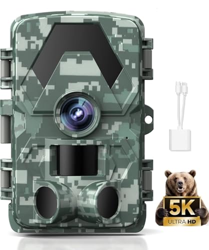 Dargahou - Wildlife Camera, 5K 60MP Trail Camera with Night Vision Motion Activated, 0.05s Trigger Time Garden Cameras, 98ft 130 Wide-Angle with No Glow Infrared Led, IP66 Waterproof Outdoor Monitor Cameras