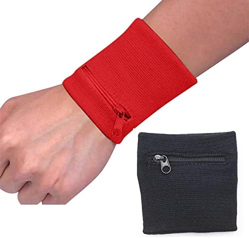 2Piece Sports Wrist Pouch Pocket Wallet with Zippered for Running Walking Hiking Cycling Yoga, and More