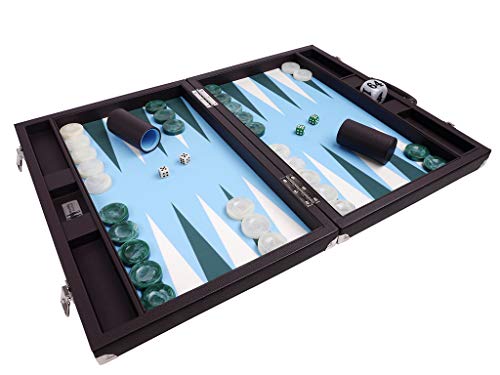 Jeu de Backgammon 21" de précision avec grand plateau bleu clair - 2