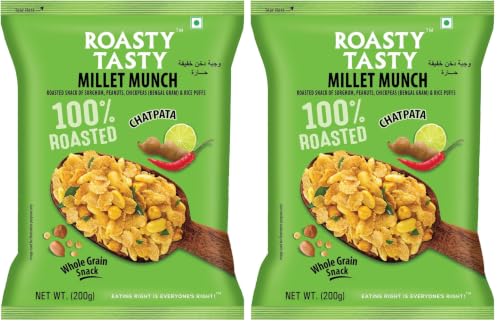 Image of Roasty Tasty Millet Munch Chatpata 200g | Gluten Free Healthy Snacks | Ideal for Weight Management | Cholesterol-Free Millet Namkeen (Pack of 2)