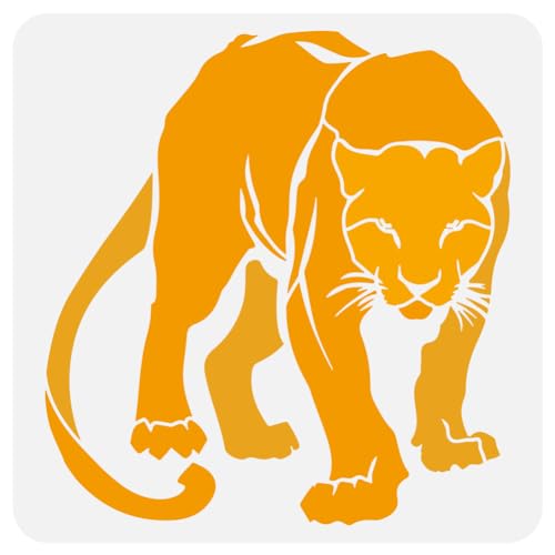 FINGERINSPIRE Plantilla grande de pintura de leones de caza, 30 x 30 cm, PET, tribal, león tribal, plantilla de dibujo con patrón de león, plantilla de pared para manualidades, decoración de muebles