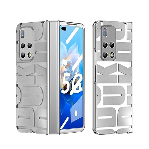 Estuche ultra delgado y liviano compatible con Huawei Mate X2 bisagra + protector de lente cámara a prueba golpes Cubierta resistente protección completa (galvanoplastia) cuerpo duro (PC)(Silvery)