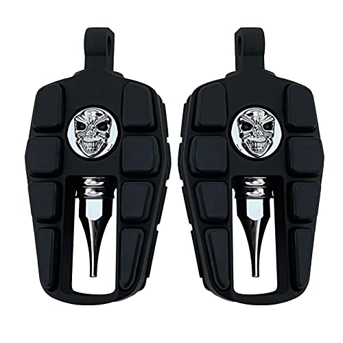 Fatecim Motorcycle Skull Foot Pegs Pedals Rests Motorbike Highway Mini Boards Floorboards W/Male Mount Adapters & Anti-Slip Rubber Universal For Harley Davidson Dyna Suzuki Yamaha Triumph (Black) #TOP10