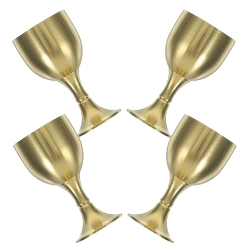 TOYANDONA Calice Comunione in Rame Vintage Set 4 Pezzi, Coppa a Calice Retrò Piccola Piedi Alti, Tazza da Tavolo Buddista per Decorazioni Casa e Cerimonie Religiose
