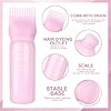 Root Comb Applicator Bottle Oil Applicator for Hair Dye Hair Oiling Bottle with 2 Type Caps and Graduated Scale, 6 Ounce (Pink)