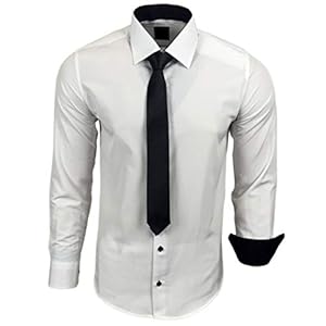 Baxboy 444-BK Herenoverhemd met stropdas, voor bruiloft, vrije tijd
