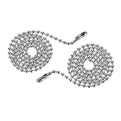 Image of uxcell Pull Chain Extension 1.64 Ft Stainless Steel 3.0mm Beaded for Light Fan 2pcs