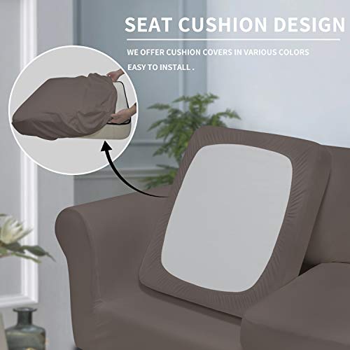 Image of Easy-Going 3 Pieces Stretch Soft Couch Cover for Dogs - Washable Sofa Slipcover for 2 Separate Cushion Couch - Elastic Furniture Protector for Pets, Kids (Loveseat, Taupe, Medium)