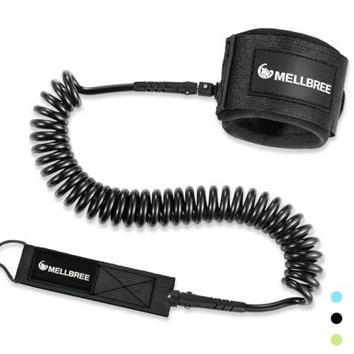 Mellbree Surfboard Leash 10ft 7mm Premium Boogie Board Leash SUP Leash Double-Side Rotatable Wirst Strap Paddleboard Rope Flexible for Leg Ankle Longboard Shortboard Stand-up Accessories