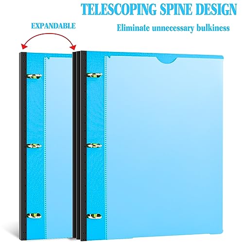 INFUN Telescoping 3 Ring Binder - 4PCS, Flexible Round Binder with Customizable Front Cover and Clear Catalog Pocket, Holds 8.5x11 inch Paper