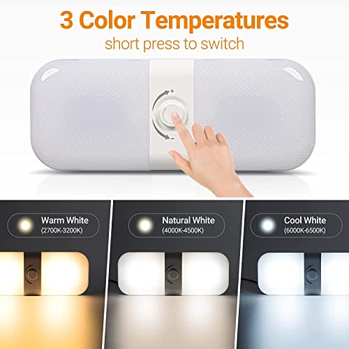 Ct Capetronix Rv Lights Interior 1700Lm, 3 Color Tem Camper Lights, Dimmable 12V Volt Led Lights Fixture, Rv Ceiling Dome Light W Switch For Rv/Camper/Car/Trailer/Boat (Warm Cool Natural White) 4Pack #TOP1