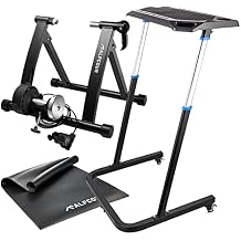 Alpcour Magnetic Bike Trainer Stand for Indoor Riding with Portable Multi-Tasking Bike Trainer Fitness Desk with Multipurpose 36x78 Bike Trainer Mat