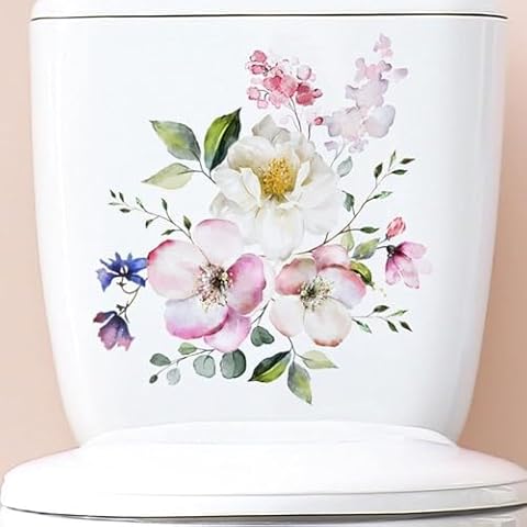 Colourful Flower and Butterfly Toilet Decals Cover