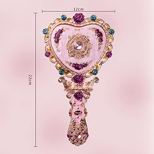 Byvute Handheld Mirror Set, Vintage Heart Shape Makeup Mirror And Comb Floral Antique Princess Castle Vanity Mirror Cosmetic Decorative Embossed Hair Brush Gift For Women Girls (Metal-Gold) #TOP7