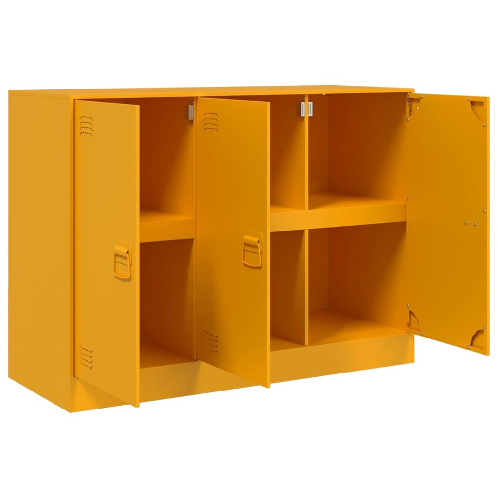 Armario archivador Armario Metalico Armario Oficina Muebles Oficina Armario archivador Archivos de Oficina con 3 Puertas 99 x 39 x 73 cm Amarillo Mostaza