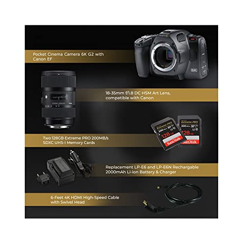 Blackmagic Pocket Cinema Camera 6K G2 (Canon Ef) With Sigma 18-35Mm Accessory Bundle (6 Items) #TOP6