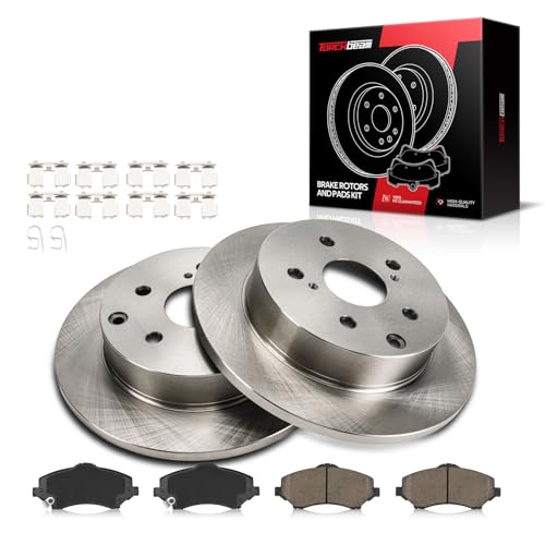 Torchbeam Brake Rotors and Pads Kit Fit Toyota RAV4 2006-2018, Lexus HS250h 2010-2012, 11.06in Rotors, 31443+D1212 Brake Kit, Rear Brakes and Rotors