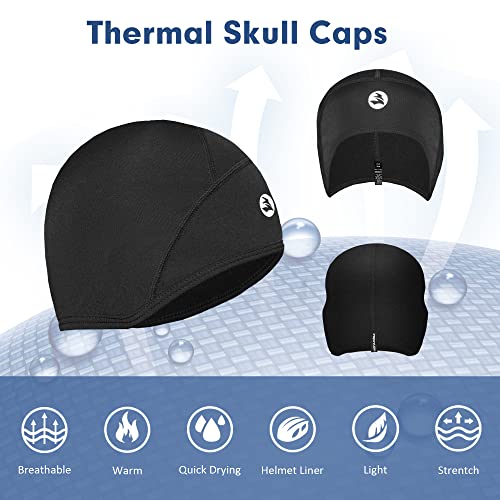 Empirelion Lightweight Thermal Skull Cap Ears Warm Cycling Helmet Liner Winter Running Beanie Hats Sweat Wicking Black #TOP3