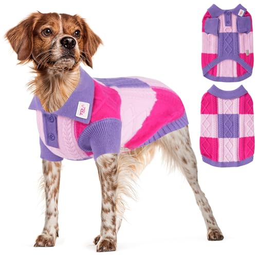Pullover Dog Sweater,Half Chest Lapel Design Pet Sweaters for Dogs Boys or Girls,Pet Knitted Dog Clothes,Pet Clothing,Suitable for Various Sizes or Breeds Dogs Sweaters(Purple Group,M)