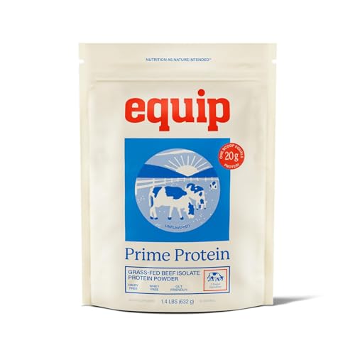 Equip Foods Prime Protein Powder | Clean, Grass Fed Beef Protein Powder | Carnivore Protein Isolate | Paleo, Keto Friendly | Gluten & Dairy Free | Helps Build & Repair Tissue | 30 Servings, Unflavored