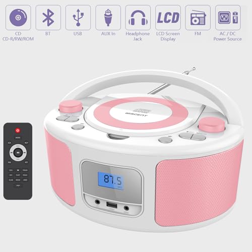 image for WIITHINK Portable CD Player Boombox with Bluetooth, FM Radio Stereo, R
