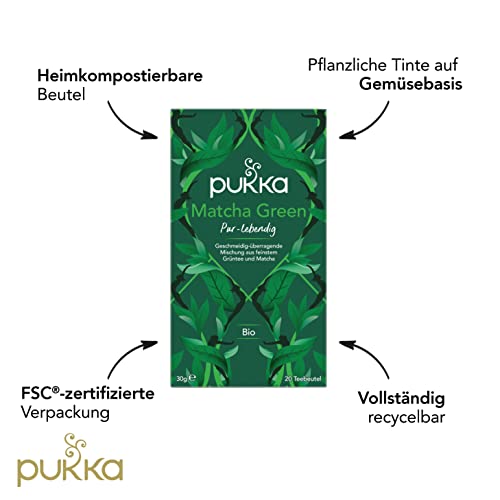 Bio-Grüntee Matcha Green von Pukka im 4er Pack mit 80 Teebeuteln