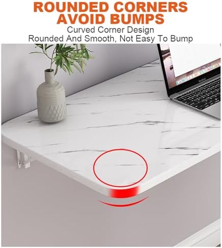 Wall Mounted Folding Table - Space-Saving Fold Down Laundry & Kitchen Countertop Easy to Assemble Perfect for Offices Studies and Restaurants.