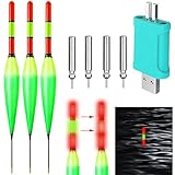 DONGZQAN Leuchtposen Led Angelposen, Led Posen Angeln Mit Bissanzeiger, Angelzubehör Set,Schwanzbeissalarm, Farbwechselschwimmer,Schwimmer Angeln