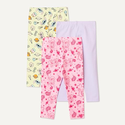 Image of Amazon Essentials Girls' Cotton Stretch Leggings, Multipacks