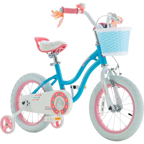 Royalbaby Stargirl Kids Girls Bike Bicycle with Basket Training Wheels Kickstand 16 Inch Blue