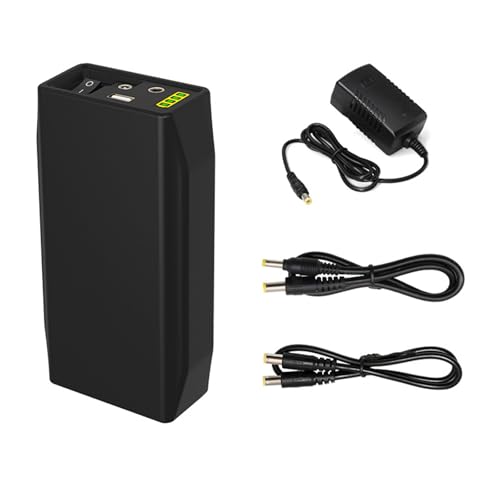 Batteria LiFePO4 MXJFYY 12,8 V 6000mAh con caricabatterie, 12 uscite/9V DC/5V USB Batteria al litio ferro fosfato Power Bank per strisce luminose a LED, telecamere CCTV, videocamere ecc.