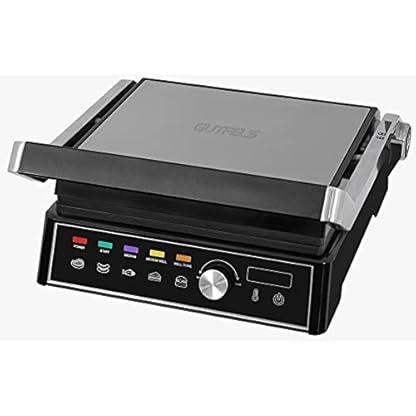 GUTFELS Kontaktgrill KG 8101 swi | Antihaftbeschichtete Grillplatten | 5 Autogrillprogramme | 2000 Watt | Schwarz…