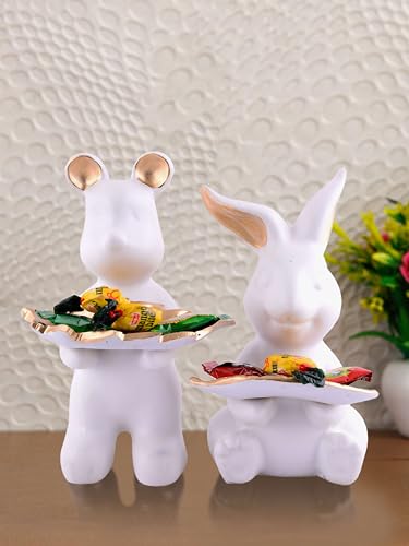 Set of 2 Rabbits in White Decorative Showpiece for Home Decor Showpiece | Home Kitchen Decor | Office Decorative Item – 13 cm Set of 2 Rabbits in White Decorative Showpiece for Home Decor Showpiece | Home Kitchen Decor | Office Decorative Item – 13 cm