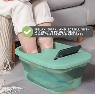 Collapsible Foot Spa Bath – Portable Pedicure Bowl & Soaking Basin for Feet – Manual Foot Bath Bucket for Foot Care, Relaxing Feet Soak, and at-Home Spa Treatments – Green