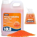 VOISEN 10LBS Orange Indicating Silica Gel Desiccant Beads,Reusable Desiccant Industry Standard 3-5 mm,Desiccant for 3D Printer,Electronic,Clothes,Painting,Jewelry(20PCS Organza Bag)