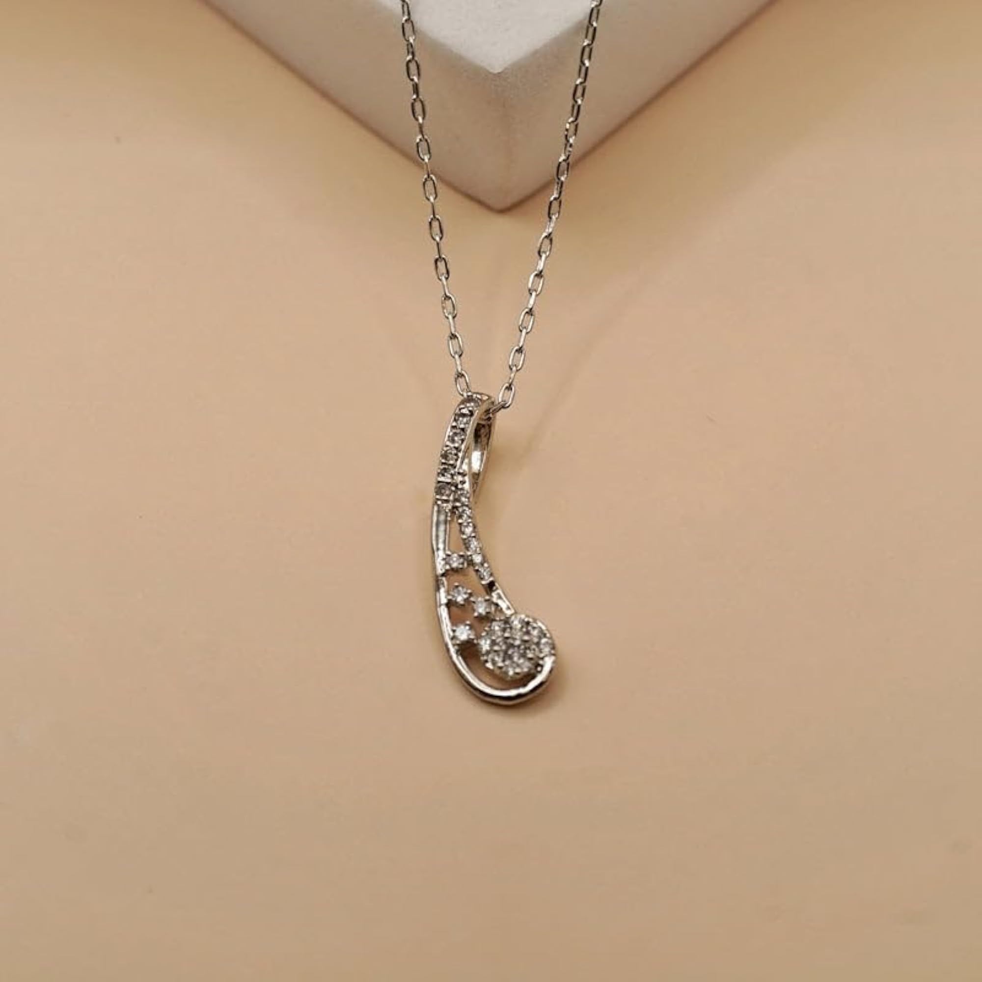 Women's 925 Pure Silver Abstract Crystal Drop Necklace