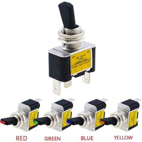 Interruptor de palanca 12V 30A iluminado en azul para coche y camión 2