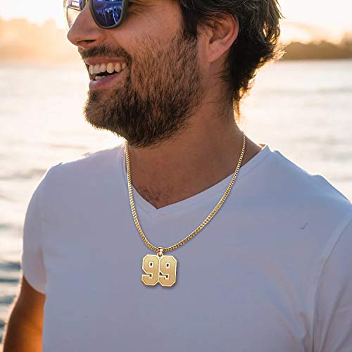 Q&Locket Number Necklace with Name Personalized for Athletes Sports Custom Number Chain Name Necklace for Mens Womens 0.7, 0.9 and 1.2 inch3
