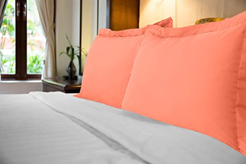 Royale Linens Pillow Shams 2 Pack King Size 20X36 Inch - Brushed 1800 Microfiber - Bed Pillow Shams, Wrinkle & Fade Resistant Super Soft And Cozy - Envelope Closure - Oxford Pillowcase (King,Coral) #TOP2