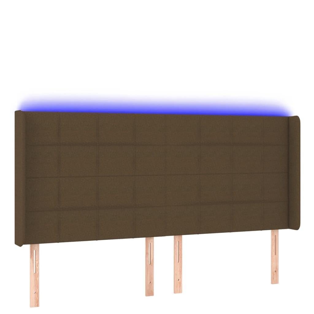 Cabecero de cama LED marrón oscuro, 203 x 16 x 118/128 cm, altura ajustable con tiras LED coloridas, acolchado transpirable, cabecero para jóvenes y adultos en el dormitorio