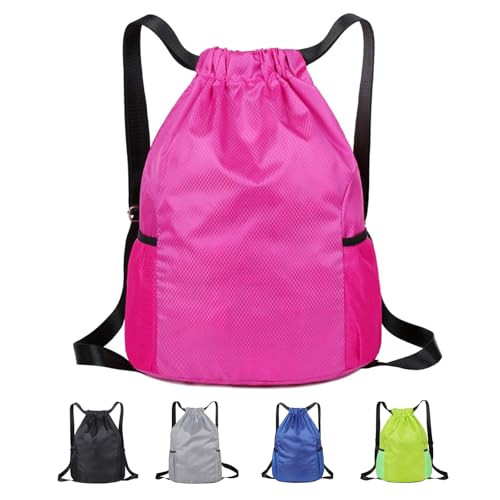 Toced Drawstring Swimming Bag for Kids Waterproof Girls Swim PE Bag Oxford Fabric Large Sports Backpack String Gym Sack for School Travel Holidays Climbing Hiking