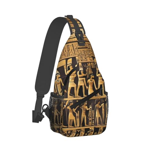 Bolso Crossbody Sling con diseño de jeroglíficos egipcios negro miniatura 2