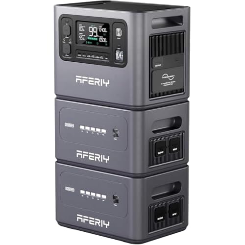 AFERIY Estacion Energia Portatil 2800 W, con 2 baterías adicionales, Portable Power Station 6144 Wh, Capacidad Ampliable, Generador Solar para Campin